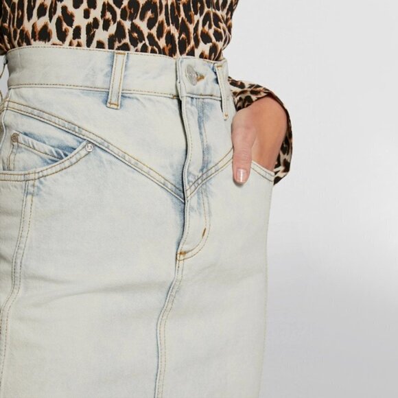 NWT Sandro high waisted faded wash denim midi skirt, XS - Picture 4 of 12